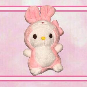 Pink and White Bunny Plush keychain